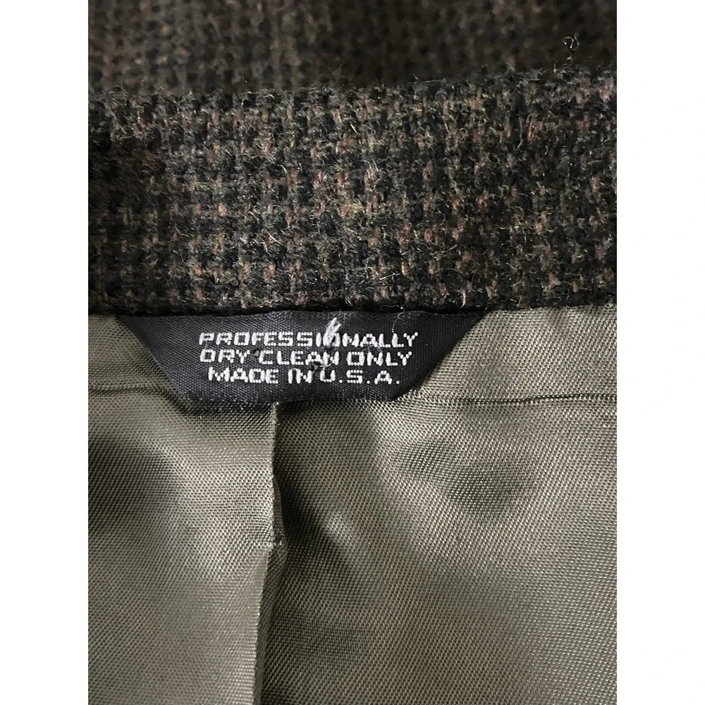 Vintage Oakmont Mens Blazer 46R Brown Black Wool Micro-Check Elbow‎ Patches USA